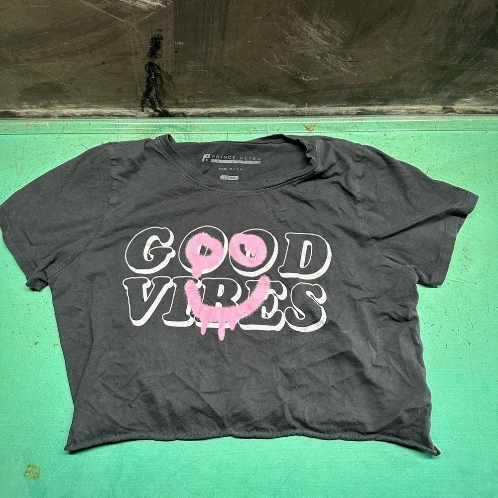 Good vibes smiley  prince peter made in USA cropped tee